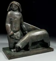 Gardienne de moutons by Joseph Csaky, 1929, Épreuve en bronze à patine brune nuancée vert, sold Jun 2014