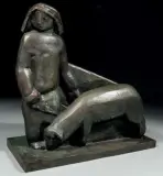 Gardienne de moutons by Joseph Csaky, 1929, Épreuve en bronze à patine brune nuancée vert, sold Jun 2014