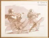Deux violonistes, 139/25 by Claude Weisbuch, Lithographie, sold Jul 2021