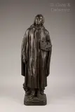 Jehan de Chelles, architecte de Notre Dame de Paris by Henri Bouchard, Epreuve en bronze à cire perdue patinée brun, sold Jul 2021