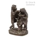 Le singe barbier ou Avis d ours mal léchés by Christophe Fratin, Epreuve en bronze patiné estampillé FRATIN et A, sold Jul 2021