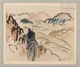 Méhariste au Hoggar by Monique Cras, Gouache, aquarelle et encre sur papier, sold Jun 2021