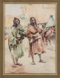 Deux musiciens, Bou Saâda by Georges Gasté, 1905, Aquarelle sur papier, sold Jun 2021