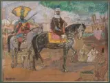 Deux cavaliers sur leurs montures by Anna Morstadt, Pastel sur papier, sold Jun 2021