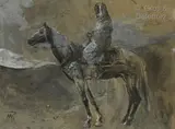 Cavalier by Maurice Romberg, Lavis d'encre, rehaut de gouache blanche, sold Jun 2021