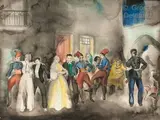 Sortie du café à Rabat by Edgar Lemoine Bohlman, Aquarelle, sold Jun 2021