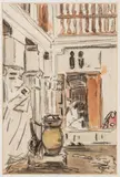 Intérieur de palais mauresque, Maroc by Henri Hourtal, Aquarelle et fusain sur papier, sold Jun 2021