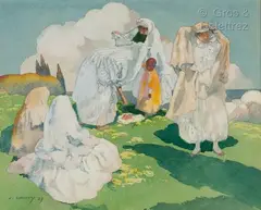 Les hauteurs d'Alger by Léon Cauvy, Plume et aquarelle sur papier, sold Jun 2021