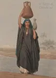 Porteuse d eau égyptienne by Louis Emile Pinel De Grandchamp, Aquarelle, sold Jun 2021
