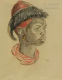 Portrait de Kanono, de la région de Pendé by Marthe de Witte, Pastel et fusain, sold Jun 2021