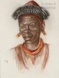 Portrait de Wungoyo de la tribu Myoupende by Marthe de Witte, Pastel, sold Jun 2021