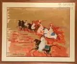Six cavaliers by Hassan El Glaoui, Gouache sur papier, sold Jun 2021
