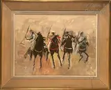 Quatre cavaliers by Hassan El Glaoui, Gouache sur papier, sold Jun 2021