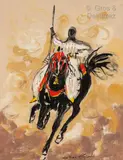 Le cavalier by Hassan El Glaoui, Gouache sur papier, sold Jun 2021