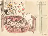 La chambre à coucher by Chas Laborde, Aquarelle sur papier, sold Jun 2021