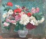 Bouquet de clématites et géraniums by Clémence Louise Burdeau, Gouache sur carton Non signée, sold Jun 2021