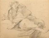 Étude d'homme à l'antique by Charles-Joseph Natoire, Crayon noir et rehaut de craie blanche, sold Dec 2015