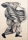 Le boucher by Mikhail Chemiakine, Lithographie de la série " Ventre de Paris" en noir, sold Nov 2015