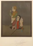 Trois hommes et un baton au sol by Mikhail Chemiakine, Lithographie signée en bas au centre; numérotée, sold Nov 2015