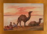 Chameaux by Vadim Dmitrievich Falileeff, Gouache et aquarelle sur papier, sold Oct 2024