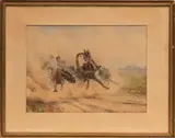 Troika by Nikolaj Ivanovič Kravčenko, Aquarelle et crayon sur papier, sold Oct 2024
