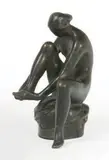 Jeune femme assise by Maurice De Korte, Bronze patiné H_12 cm, sold Jun 2015