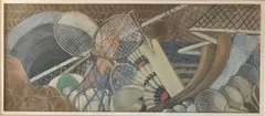 Attributs du sport by Olga Lehmann, Aquarelle sur papier signé en haut à droite, sold Sep 2018