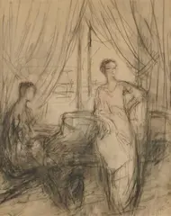Leçon de chant au piano by Pierre Laprade, Crayon et aquarelle sur papier signé en bas à droite, sold Sep 2018