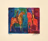 Les Cavaliers, circa 1985 by Wolf Reuther, Lithographie sur papier, sold Dec 2023