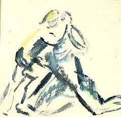/ by Robert Coutelas, Aquarelle originale: «Couple enlacé» (21 x, sold Dec 2023