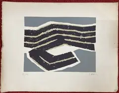 Composition en bleu et beige by Raoul Ubac, Lithographie, sold Nov 2023