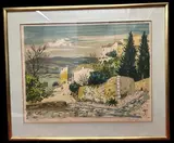 Paysage du sud de la France - Cordes by Yves Brayer, Lithographie Epreuve d'artiste signée , dédicace de l'artiste au dos du cadre, sold Nov 2023