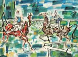 Le paddock by Gen Paul, 1973, Gouache sur papier, sold Nov 2023