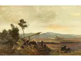 Landschaft mit Unterstand by Hugo Bürgel, oil on panel, sold Mar 2026