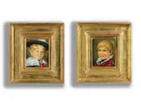 Portraits Zweier Kinder in Tracht by Hrvoj Melkus, oil on panel, offered Mar 2025