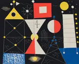 Night Ships by B. C. Binning, 1950, oil on board, sold Dec 2020