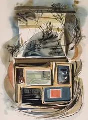 Untitled by Tom Hodgson, 1953, ink and watercolour on illustration board, sold Nov 2020