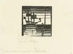 Dreimaster vor Anker by Lyonel Feininger, 1919, Holzschnitt auf Japanbütten, sold Dec 2018