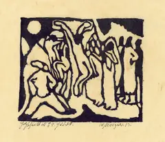 Kreuzigung II by Wilhelm Morgner, 1913, Holzschnitt auf Japan, sold Dec 2020