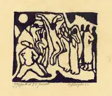 Kreuzigung II by Wilhelm Morgner, 1913, Holzschnitt auf Japan, sold Dec 2020