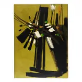 Abstract Composition in Green by Etta Benjamin Cien, Oil on canvas, sold Feb 2024