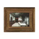 View of a Dining Hall with Celebratory Feast by Edwin Ellis, Watercolor and gouache on heavy paper, sold Jan 2024