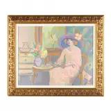 Woman Reading by Isaac Maimon, Oil on canvas, sold Jan 2024
