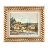 Village By the River by Juliet Barrus, Oil on panel, sold Jan 2024
