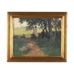 Figure in a Landscape by Charles M. Relyea, Oil on canvas, sold Jan 2024