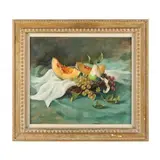 Still Life with Melon by Rebecca Patman, Oil on board, sold Jan 2024