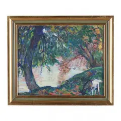 Goat Grazing on a Riverbed by William Malherbe, Oil on panel, sold Jan 2024
