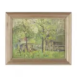 Cabin in the Woods by Jesse Carl Hobby, Oil on masonite, sold Jan 2024