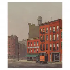 New York Scene by Armin Landeck, Watercolor and gouache on paper, sold Jan 2024