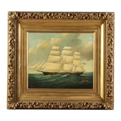 Portrait of an American Clipper Ship at Sea by Brian Coole, Oil on canvas, sold Dec 2023